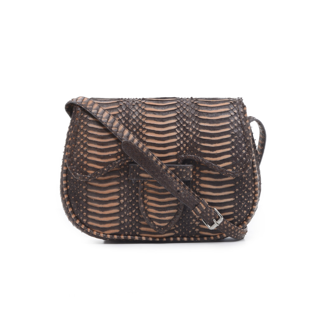 Adriana Castro Mini Carriel in Cognac Whipsnake (Front View)